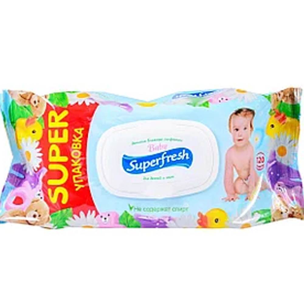 Серветки вологі з клапаном Super Fresh (120шт)